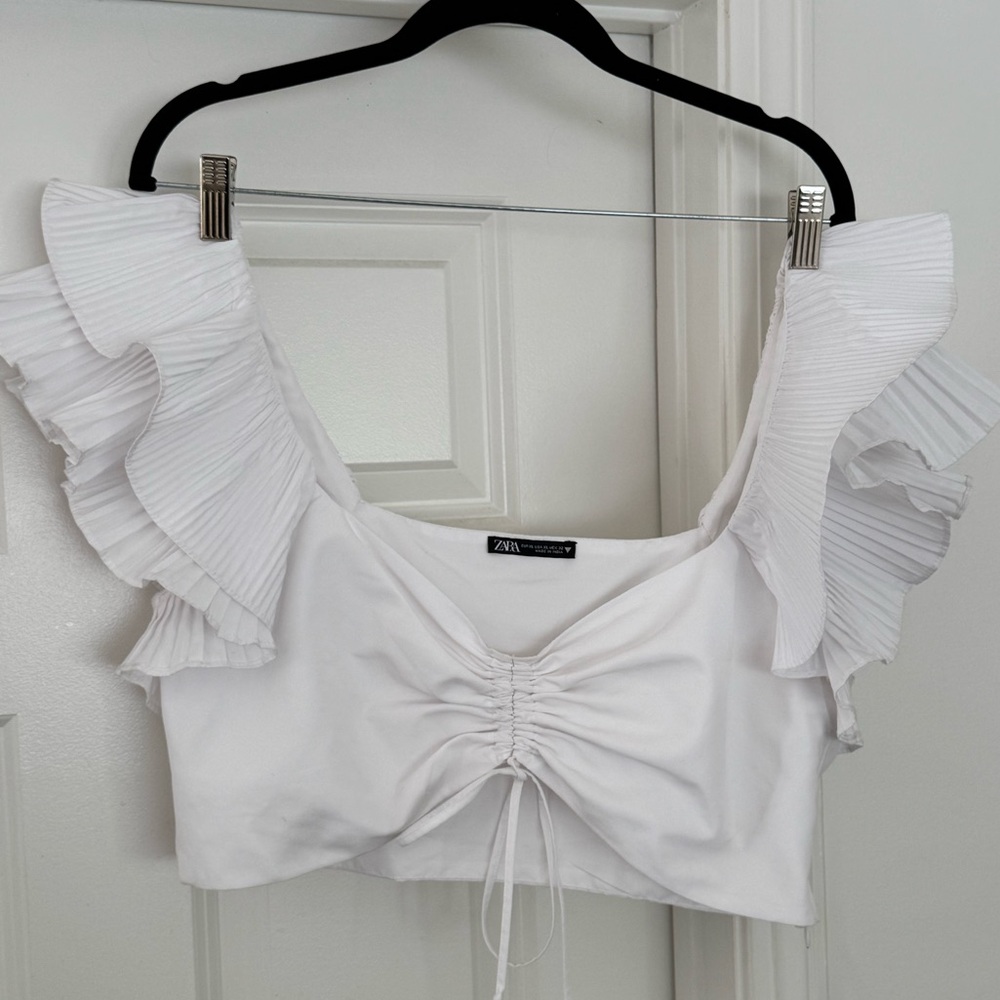 Zara white cropped top XL